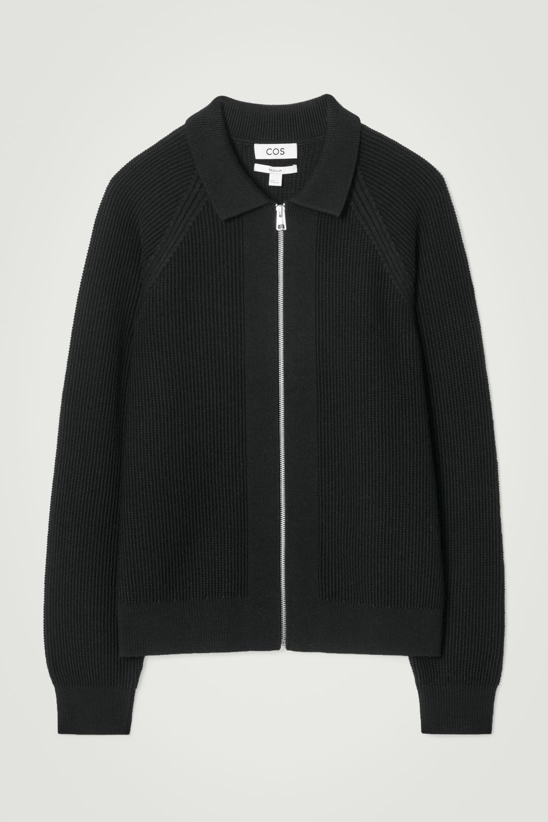 WAFFLE-KNIT MERINO WOOL BOMBER JACKET Product Image