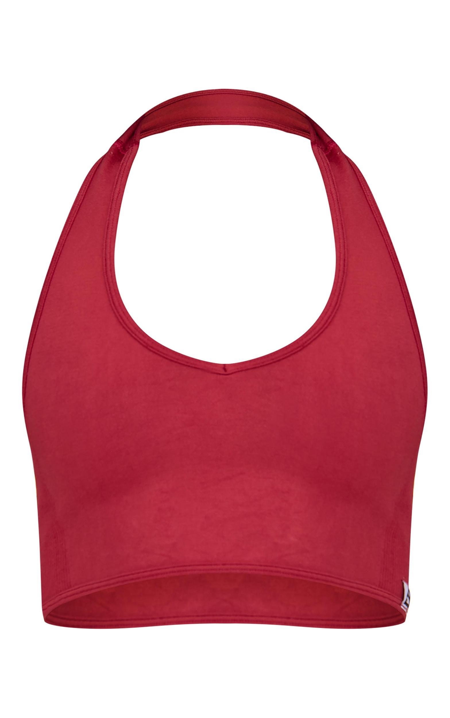 Dark Red Seamless Halter Gym Top Product Image