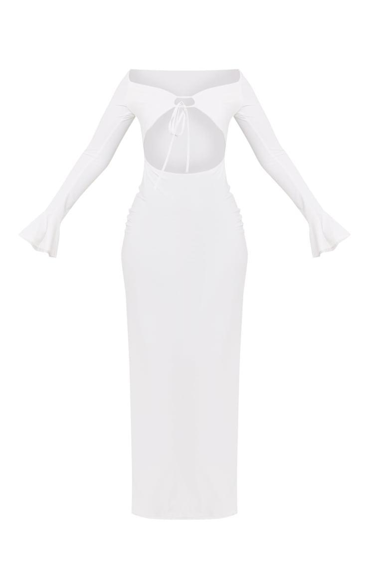 Shape White Slinky Cut Out Detail Long Sleeve Maxi Dress Product Image