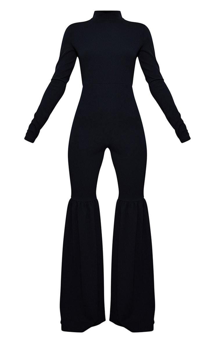 Black High Neck Extreme Flare Long Sleeve Jumpsuit Product Image