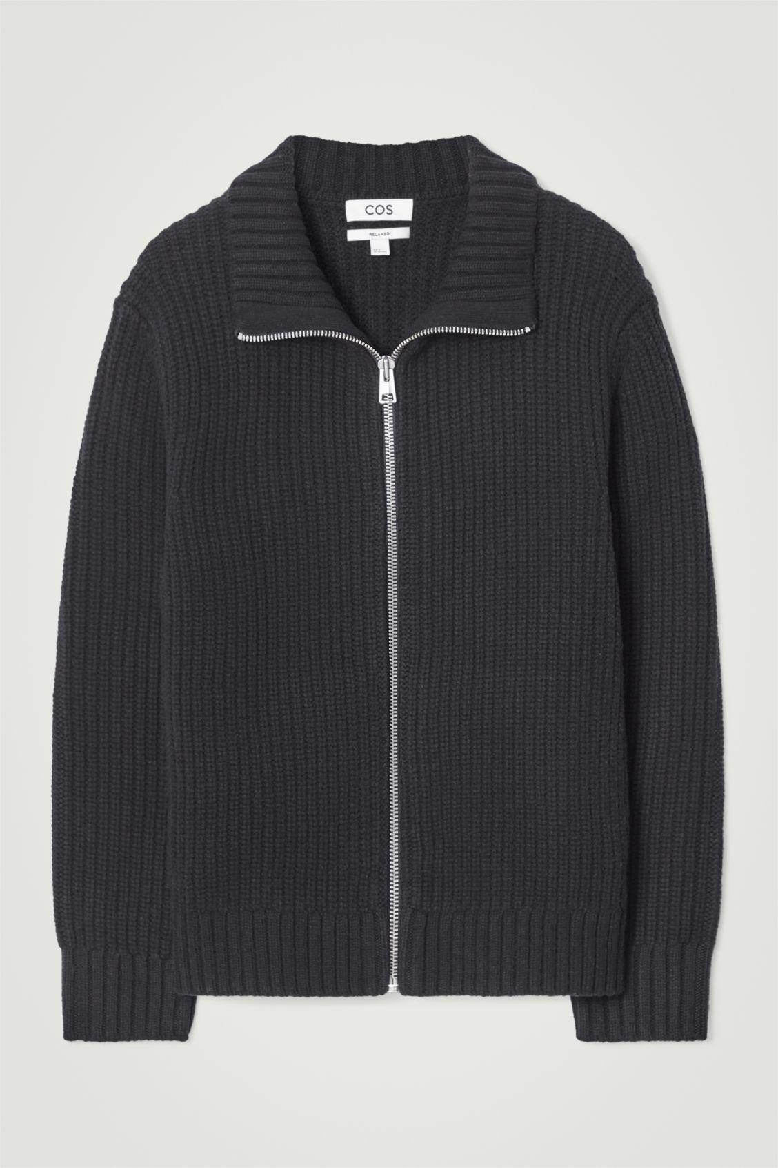 FUNNEL-NECK KNITTED WOOL JACKET Product Image