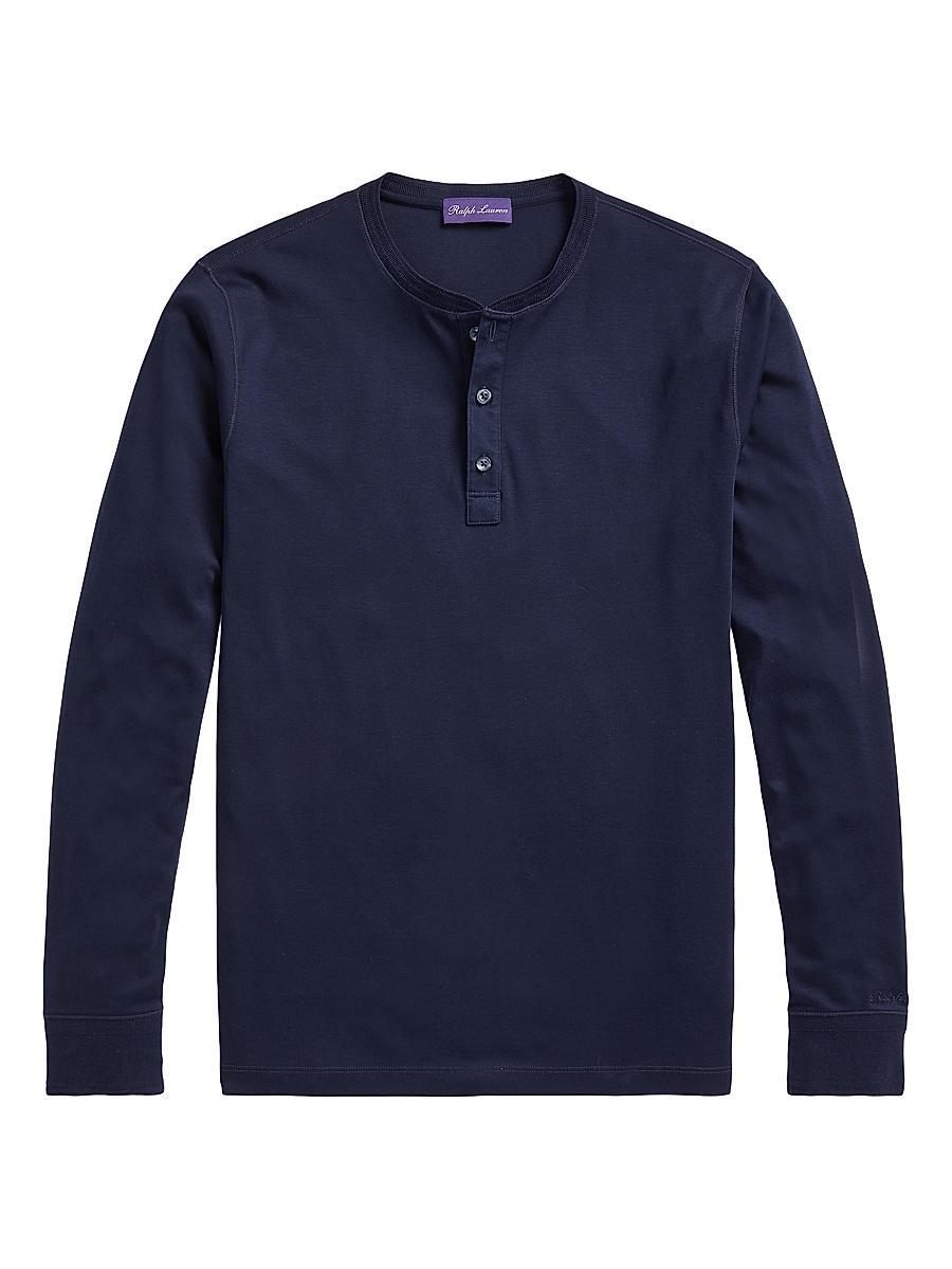 Mens Long-Sleeve Cotton Henley T-Shirt Product Image