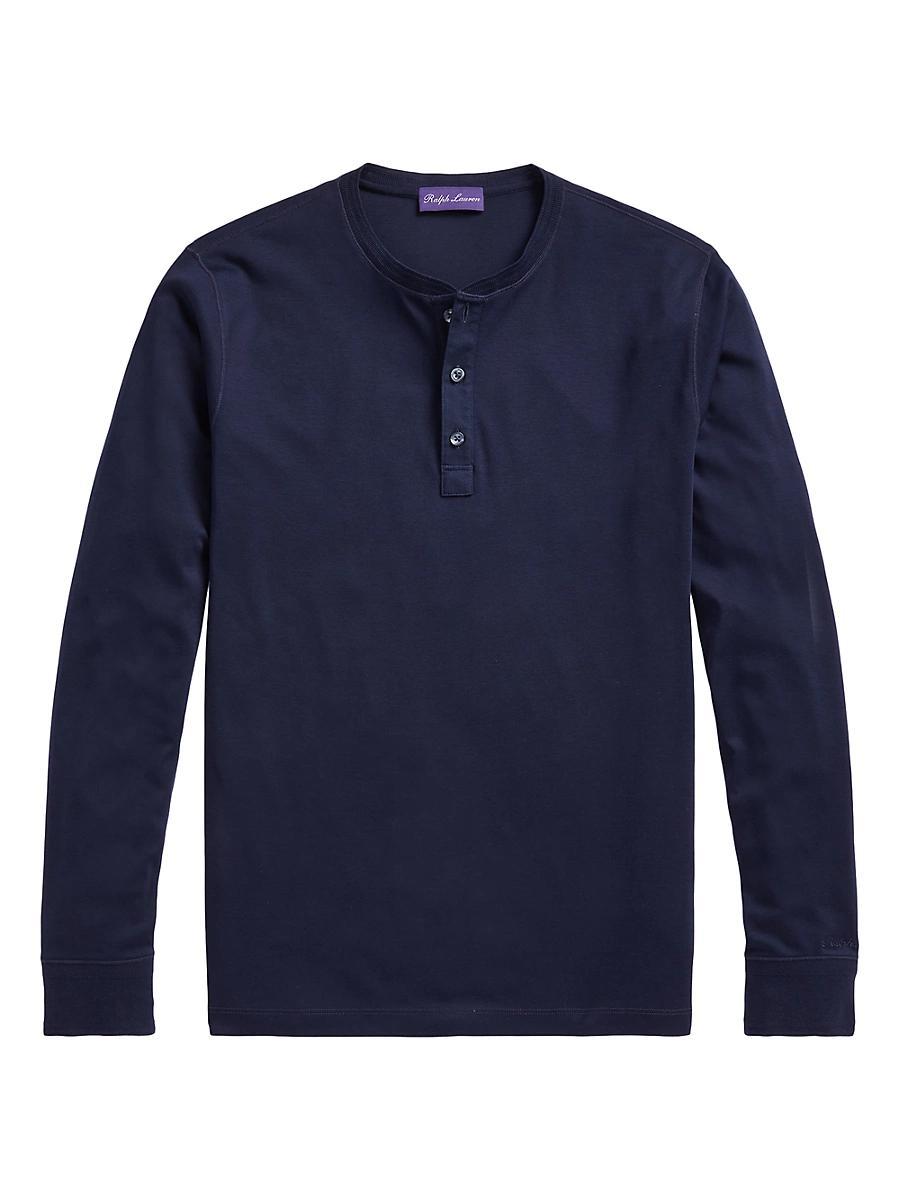 Mens Long-Sleeve Cotton Henley T-Shirt Product Image