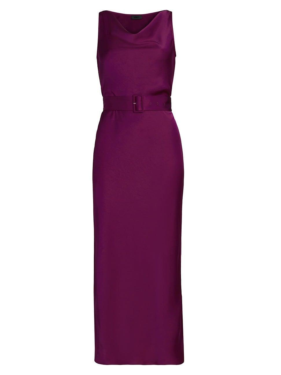 Womens Satin Belted Cowlneck Midi-Dress Product Image