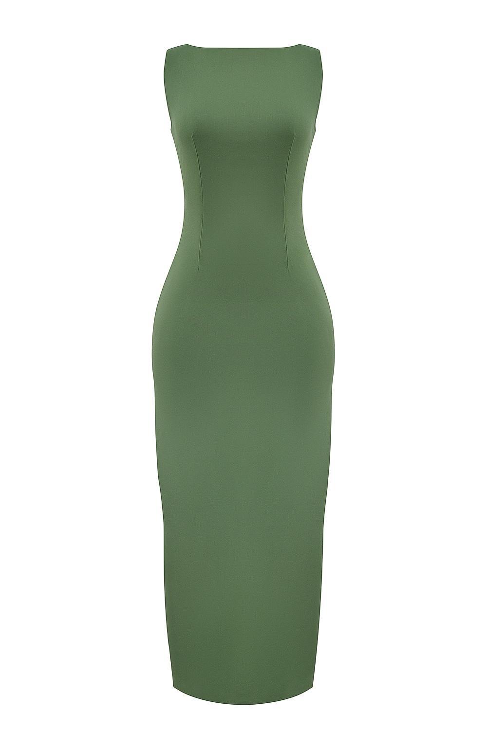 Filomena Olive Boat Neck Maxi Dress Product Image