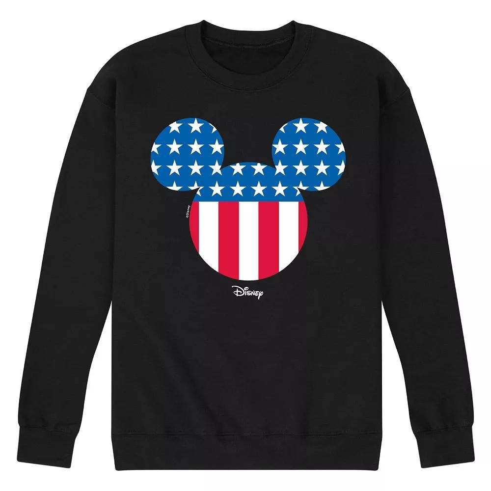 Disney's Mickey Mouse Men's American Flag Fleece Sweatshirt, Size: Large, Black Product Image