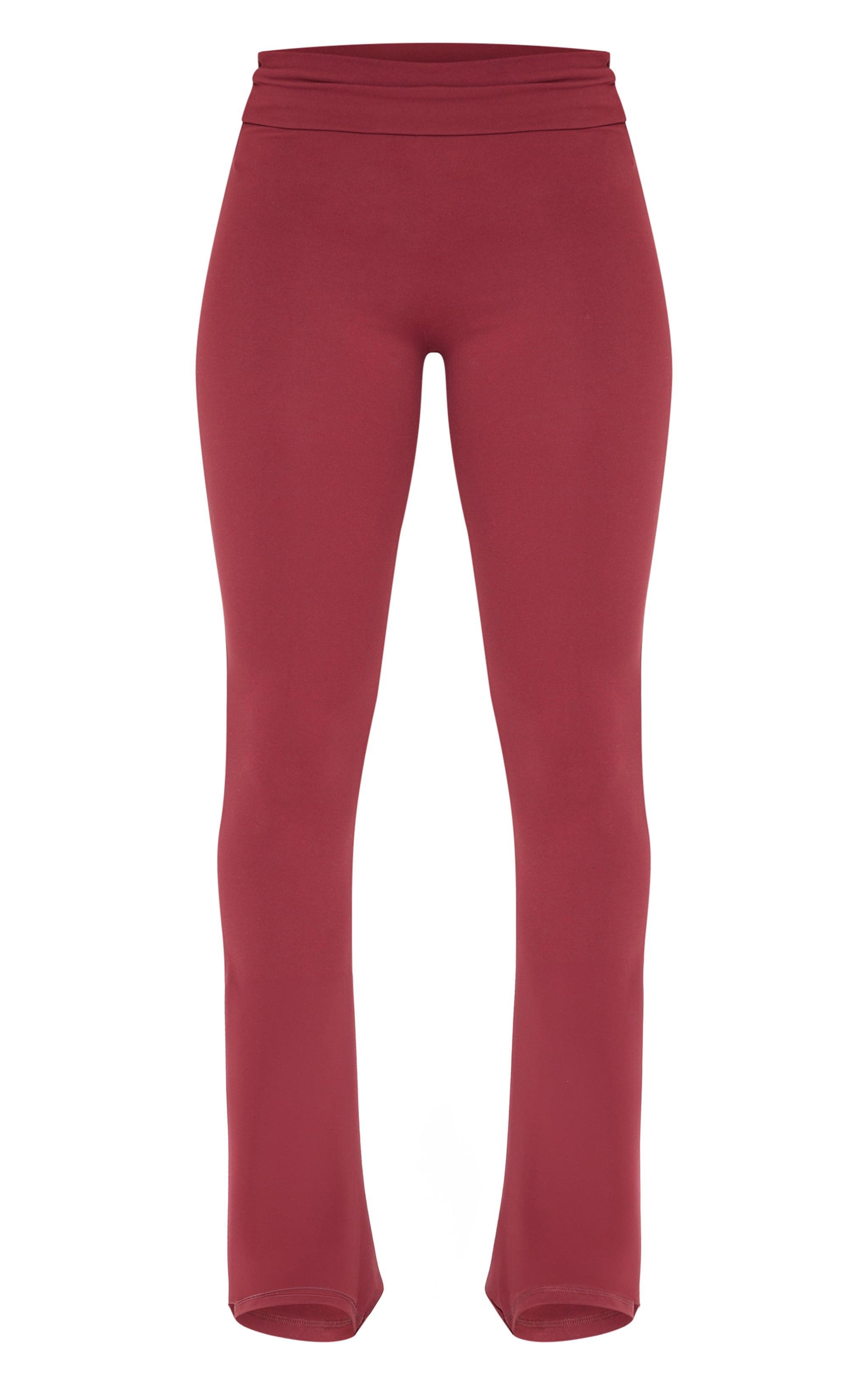 Burgundy Snatched Sculpt Foldover Pant Product Image