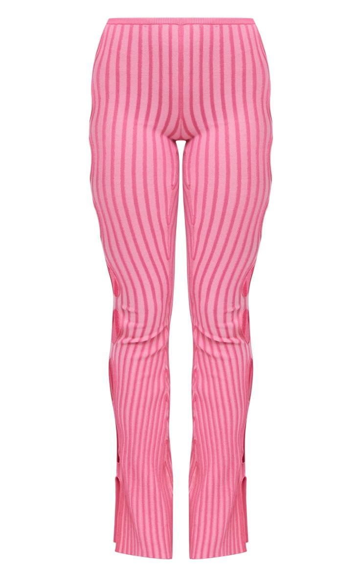 Pink Two Tone Knit Cut Out Side Leggings Product Image