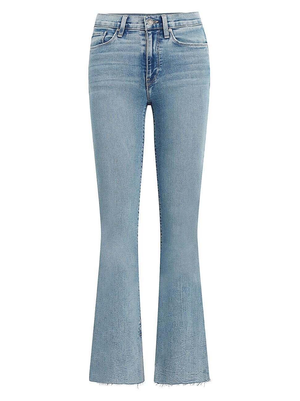 Womens Barbara High-Rise Inseam Slit Boot-Cut Jeans Product Image