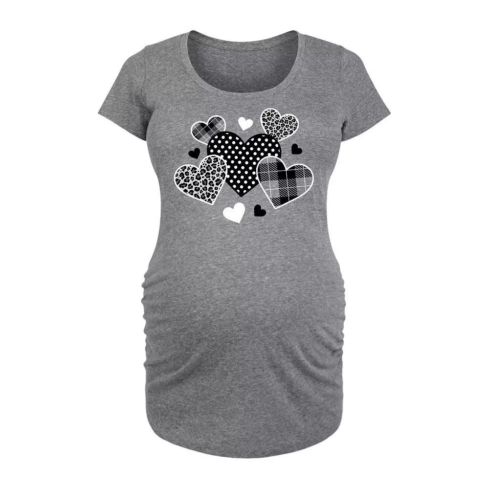 Maternity Mixed Patterned Hearts Graphic Tee, Women's,  Product Image