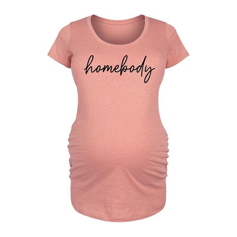 Maternity Homebody Script Graphic Tee, Womens Grey Dark Red Product Image