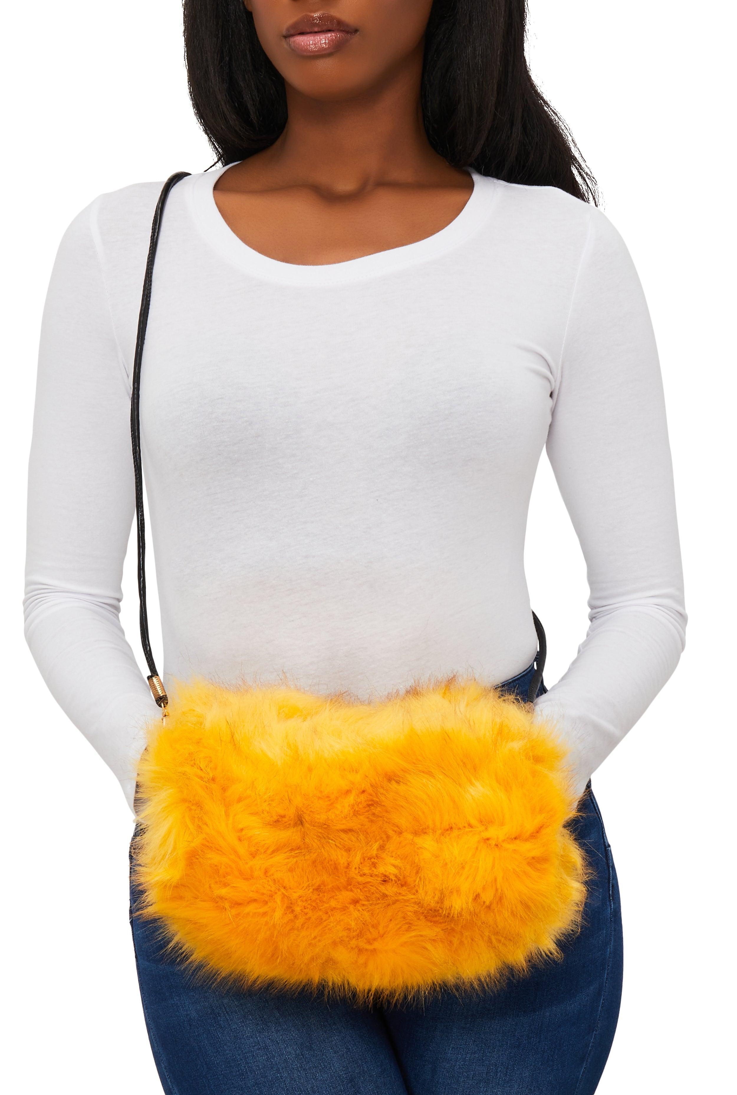 Womens Faux Fur Muff Crossbody Bag Product Image