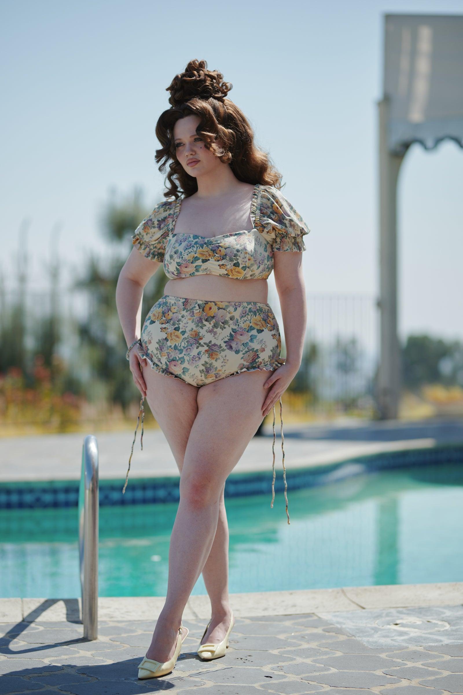 The Blonde Floral Babydoll Bikini Top Product Image