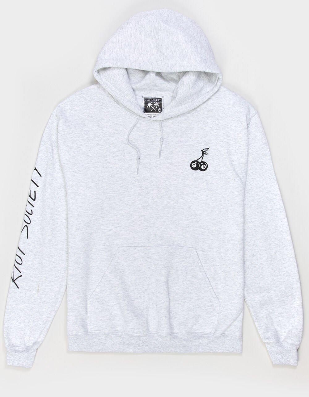 RIOT SOCIETY 8-Ball Cherries Embroidered Mens Hoodie - GRAY Product Image