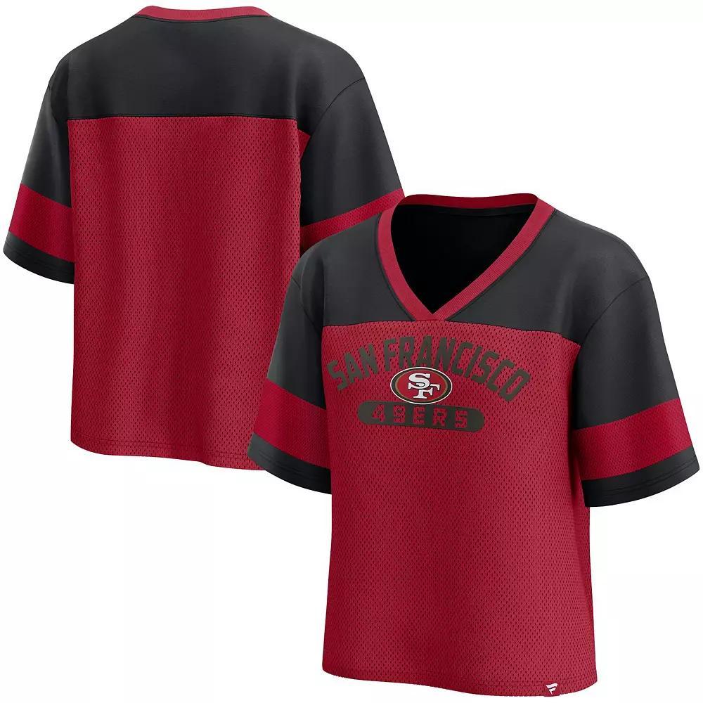 Women's Fanatics  Scarlet/Black San Francisco 49ers Homeschool Jersey Poly V-NeckFashion Top, Size: Small, Red Product Image