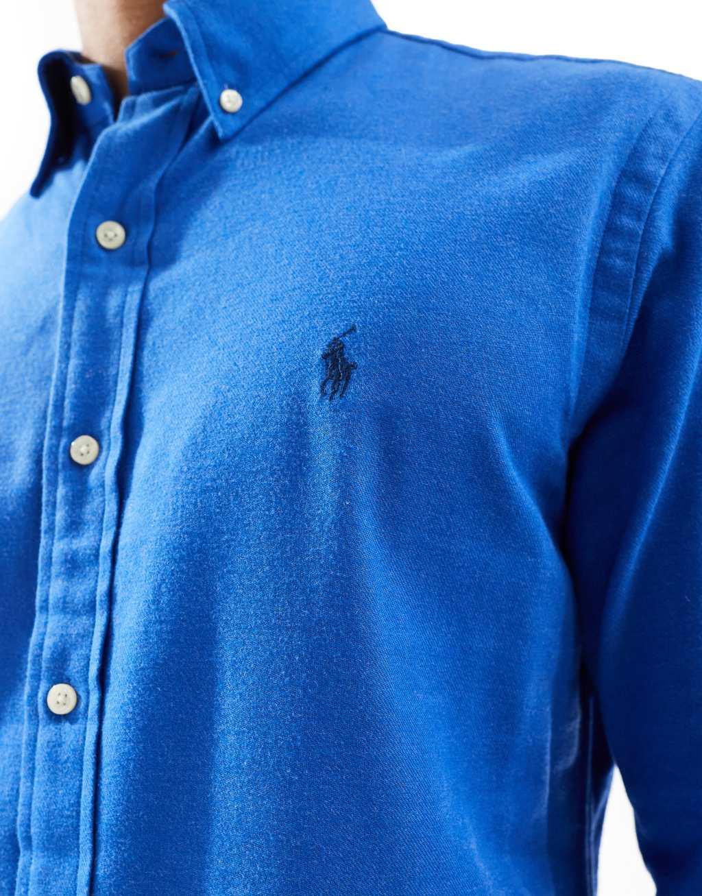 Polo Ralph Lauren icon logo performance brushed twill shirt in mid blue heather Product Image