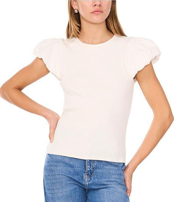 1. STATE Knit Crew Neckline Short Tulip Sleeve Tee Product Image