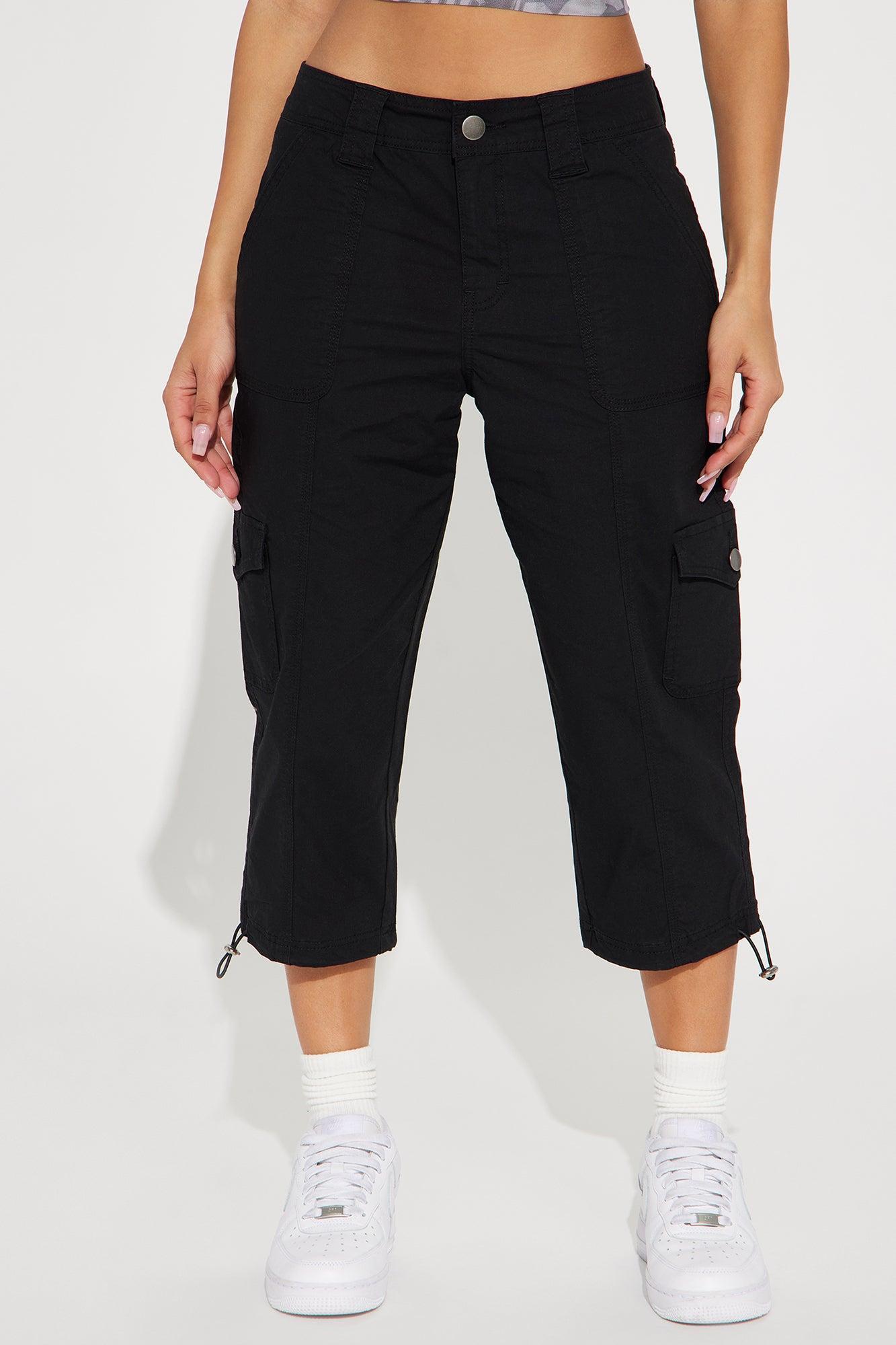 Trouble Free Cargo Capri - Black Product Image