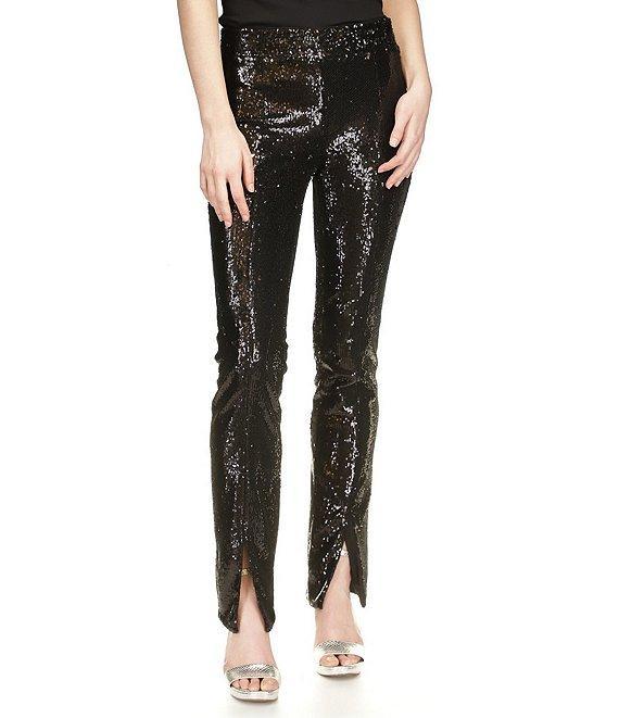 Michael Kors Sequin Split Hem Pull-On Flare Leg Pants Product Image