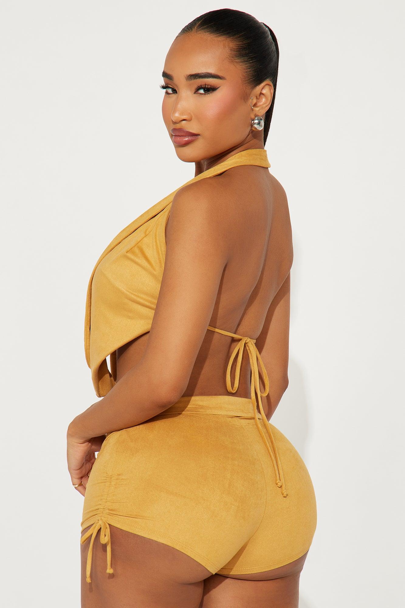 Wild West Faux Suede Short Set - Mustard Product Image