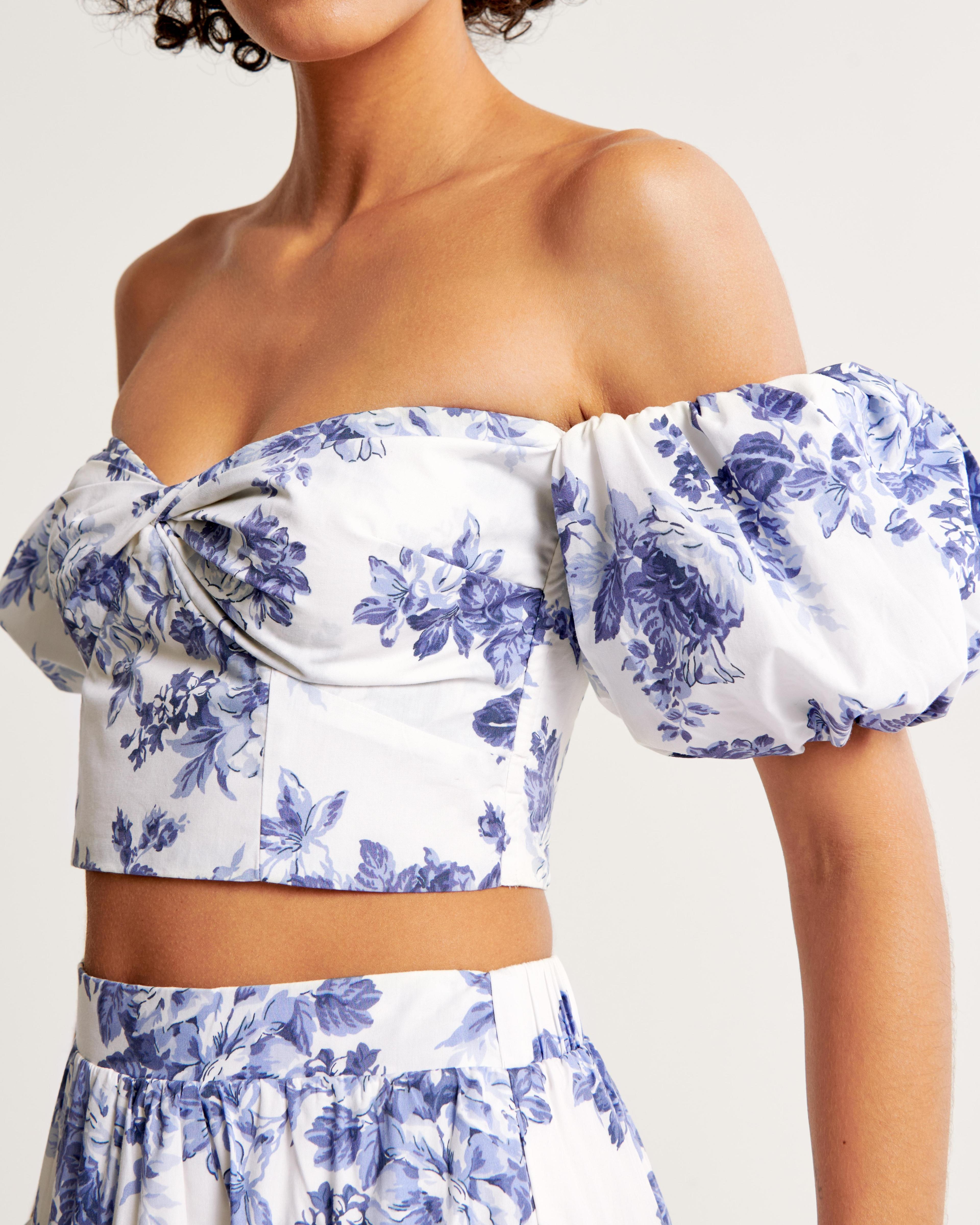 Poplin Off-The-Shoulder Set Top Product Image