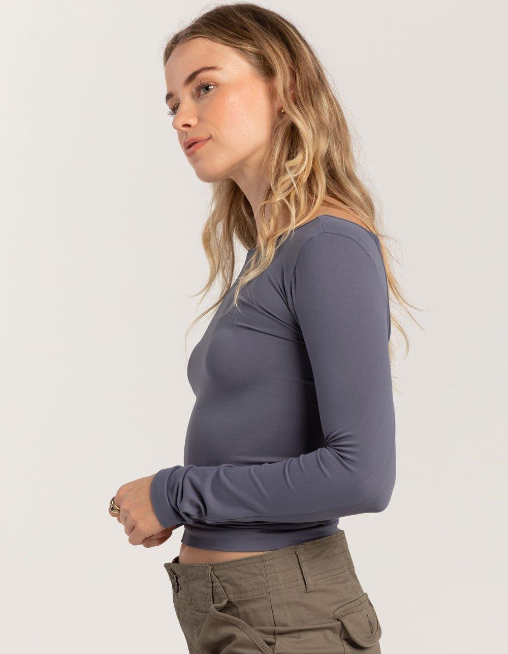 RSQ Womens Seamless Open Back Long Sleeve Tee Product Image