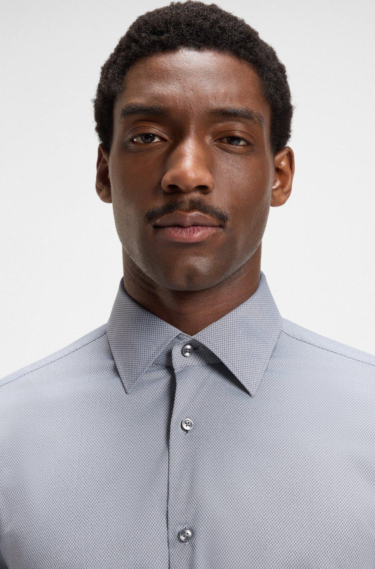 Regular-fit shirt in structured stretch fabric Product Image