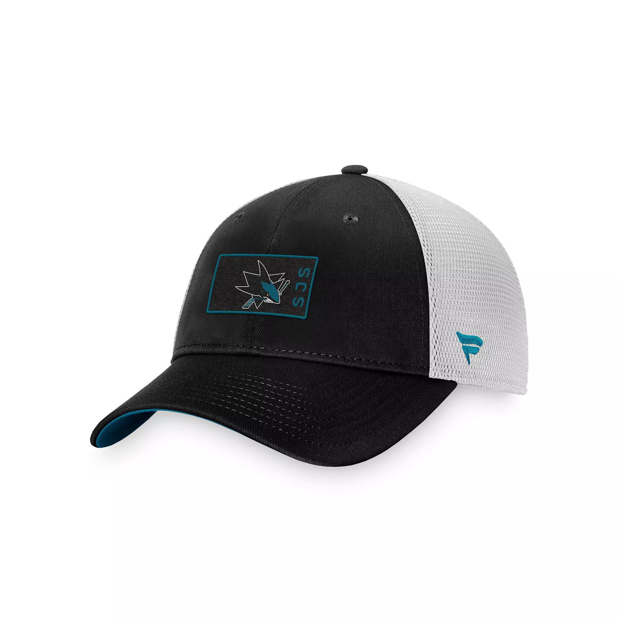 Men's Fanatics Branded Black/White San Jose Sharks Authentic Pro Trucker Snapback Hat, Sks Black Product Image