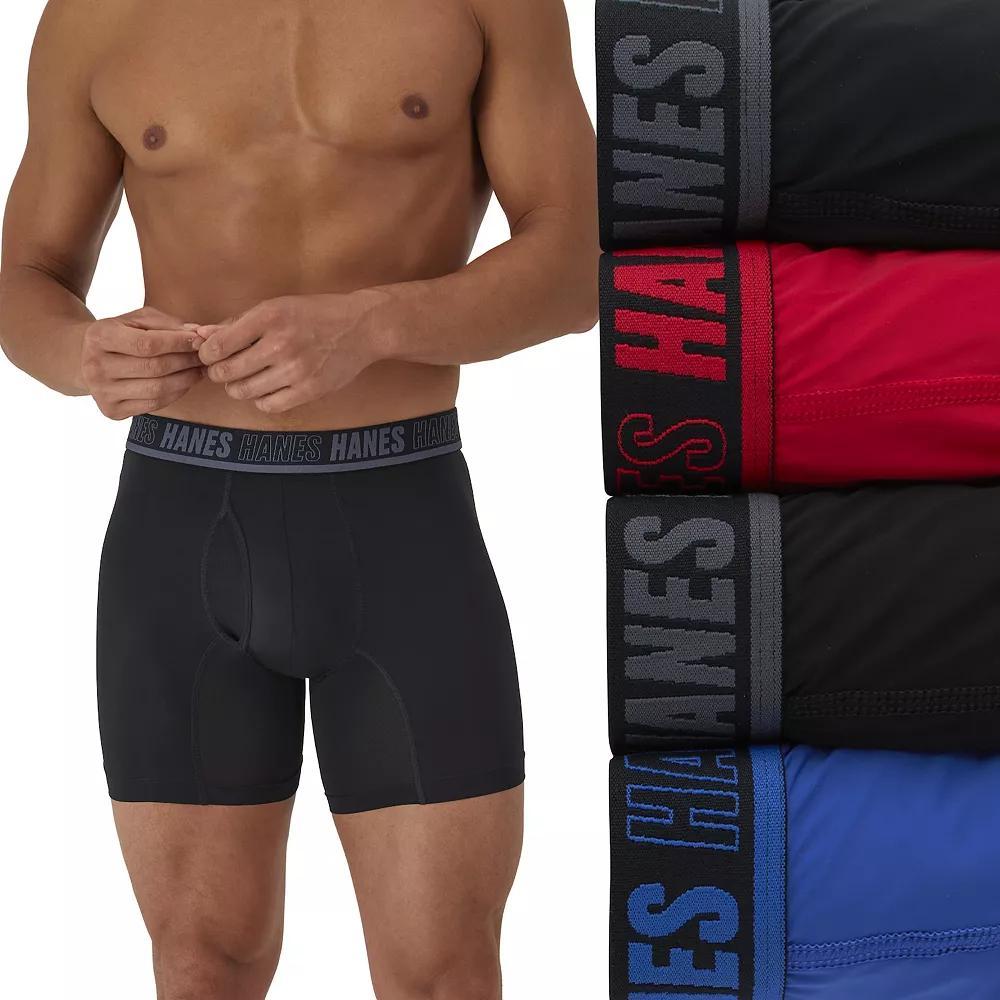 Men's Hanes® 4 Pack Moves Ultimate X Temp Anti Chafe Assorted Boxer Brief Underwear,  Product Image
