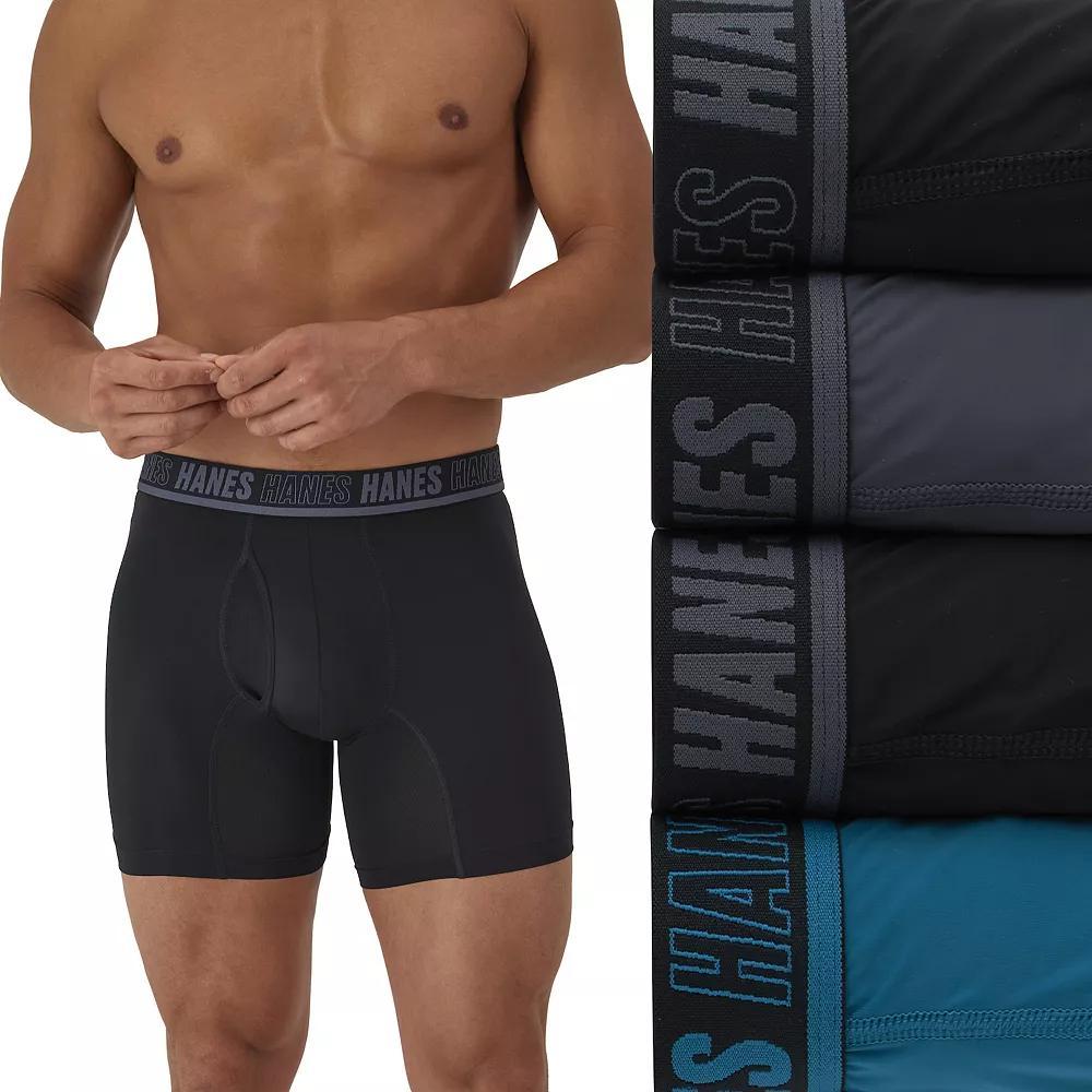 Men's Hanes® 4 Pack Moves Ultimate X Temp Anti Chafe Assorted Boxer Brief Underwear,  Product Image