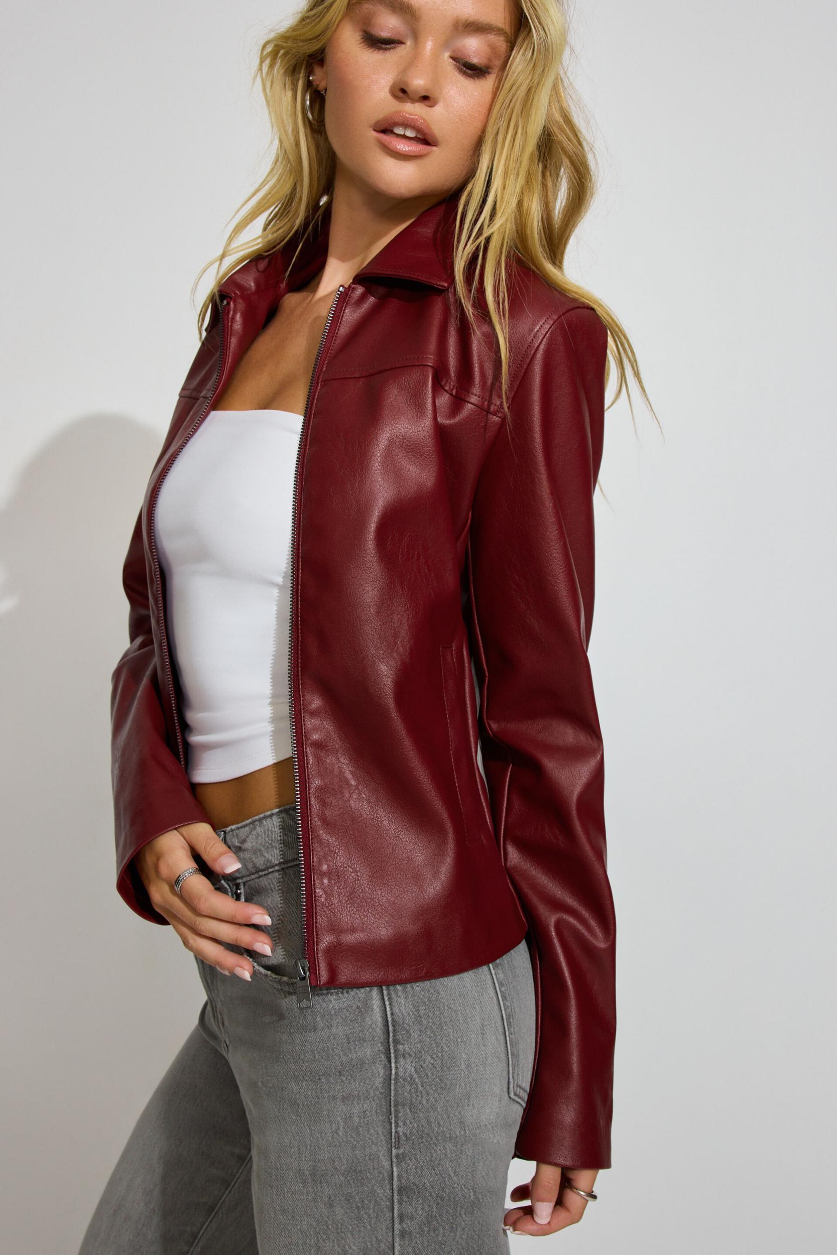 Faux Leather Worker Jacket Product Image