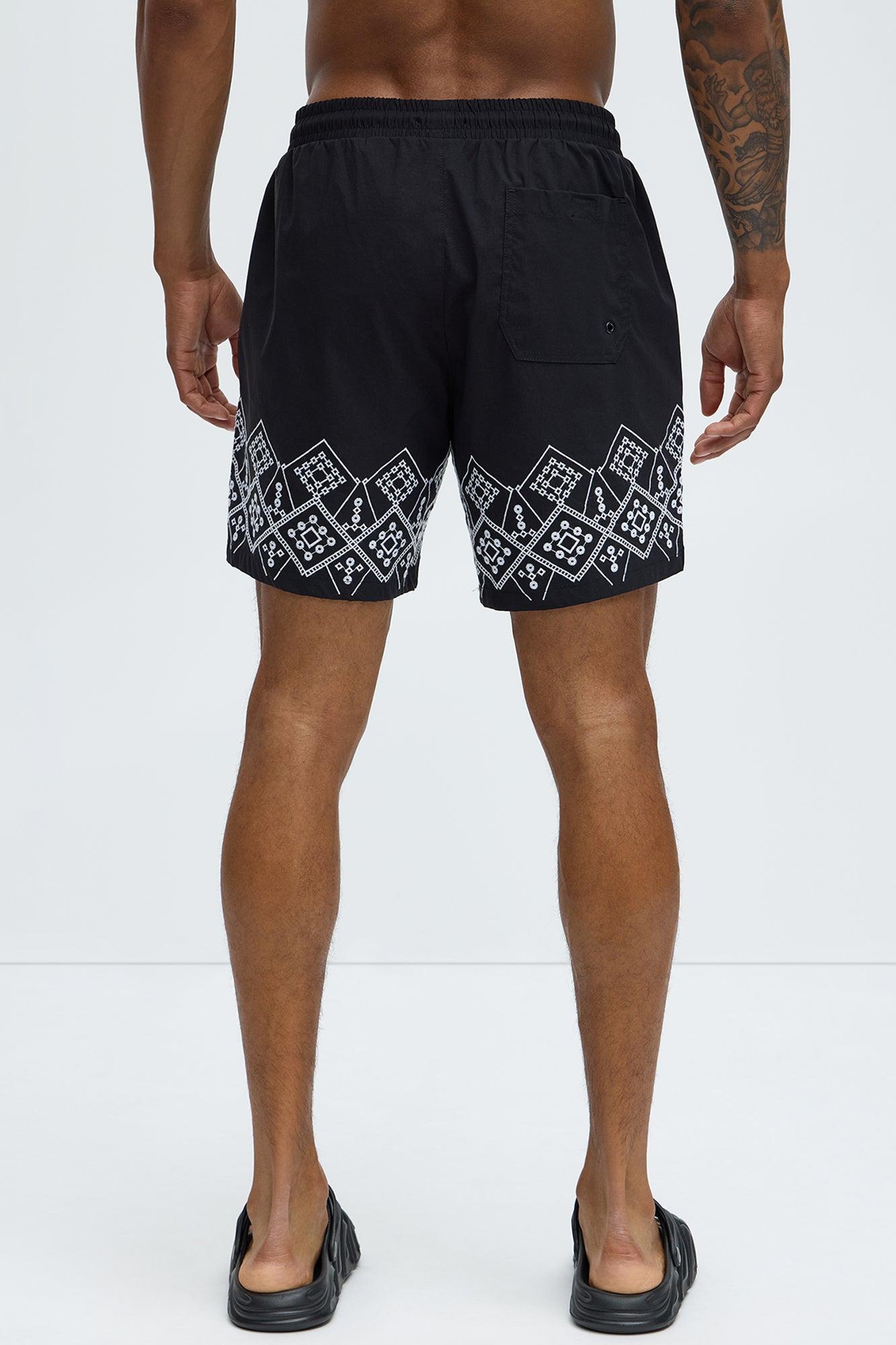 Look At It Embroidered Swim Classic Trunk  - Black/combo Product Image