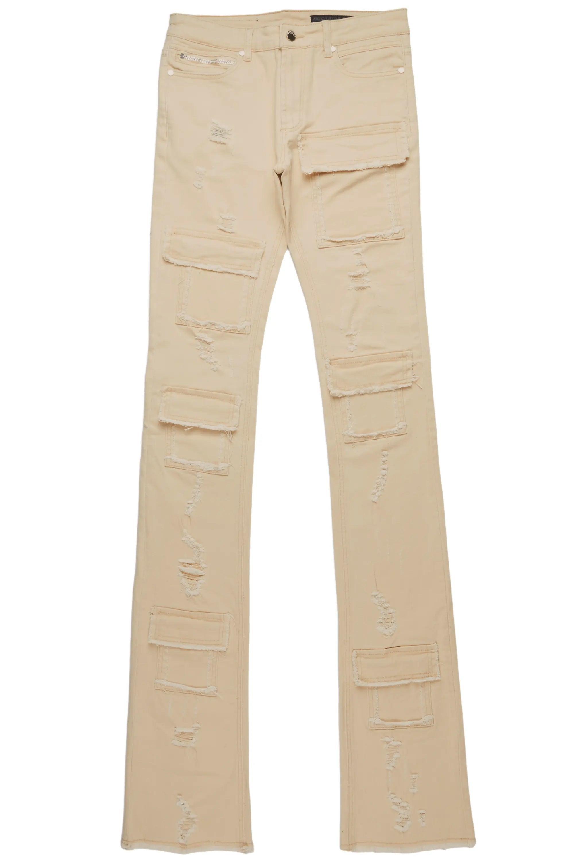 Petrus Beige Super Stacked Flare Jean Male Product Image