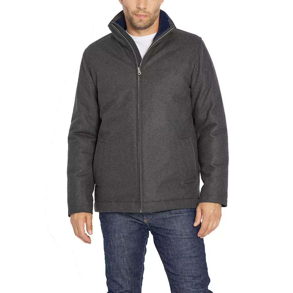 Men's IZOD Wool Blend Knit Collar Coat, Size: Medium, Grey Product Image