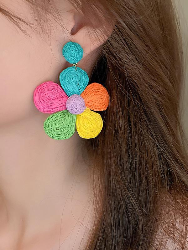 Colorful Flower Shape Drop Earrings Product Image