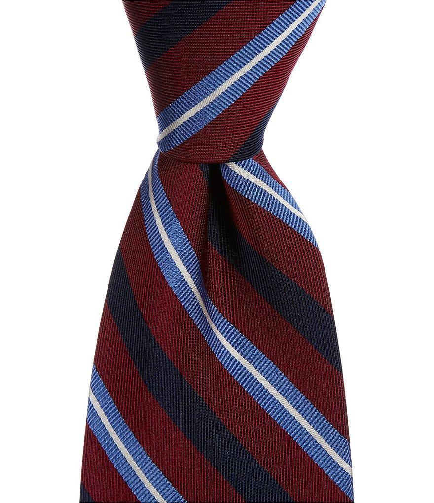 Roundtree & Yorke Trad Stripe 3 3/8#double; Woven Silk Tie Product Image