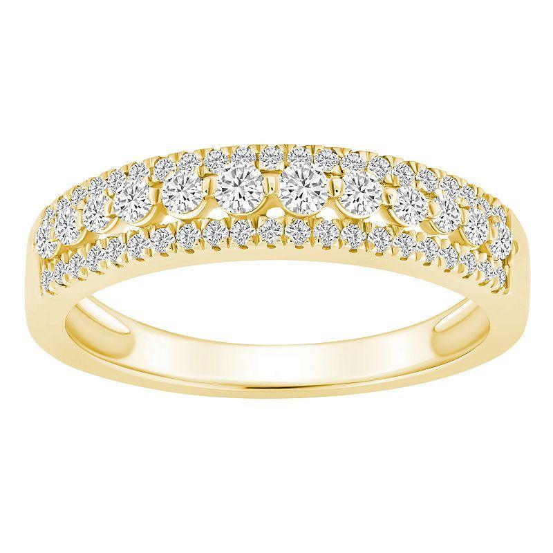 Alyson Layne 14k Gold 1/2 Carat T.W. Diamond Three-Row Wedding Band, Womens 14k Rsgold Product Image