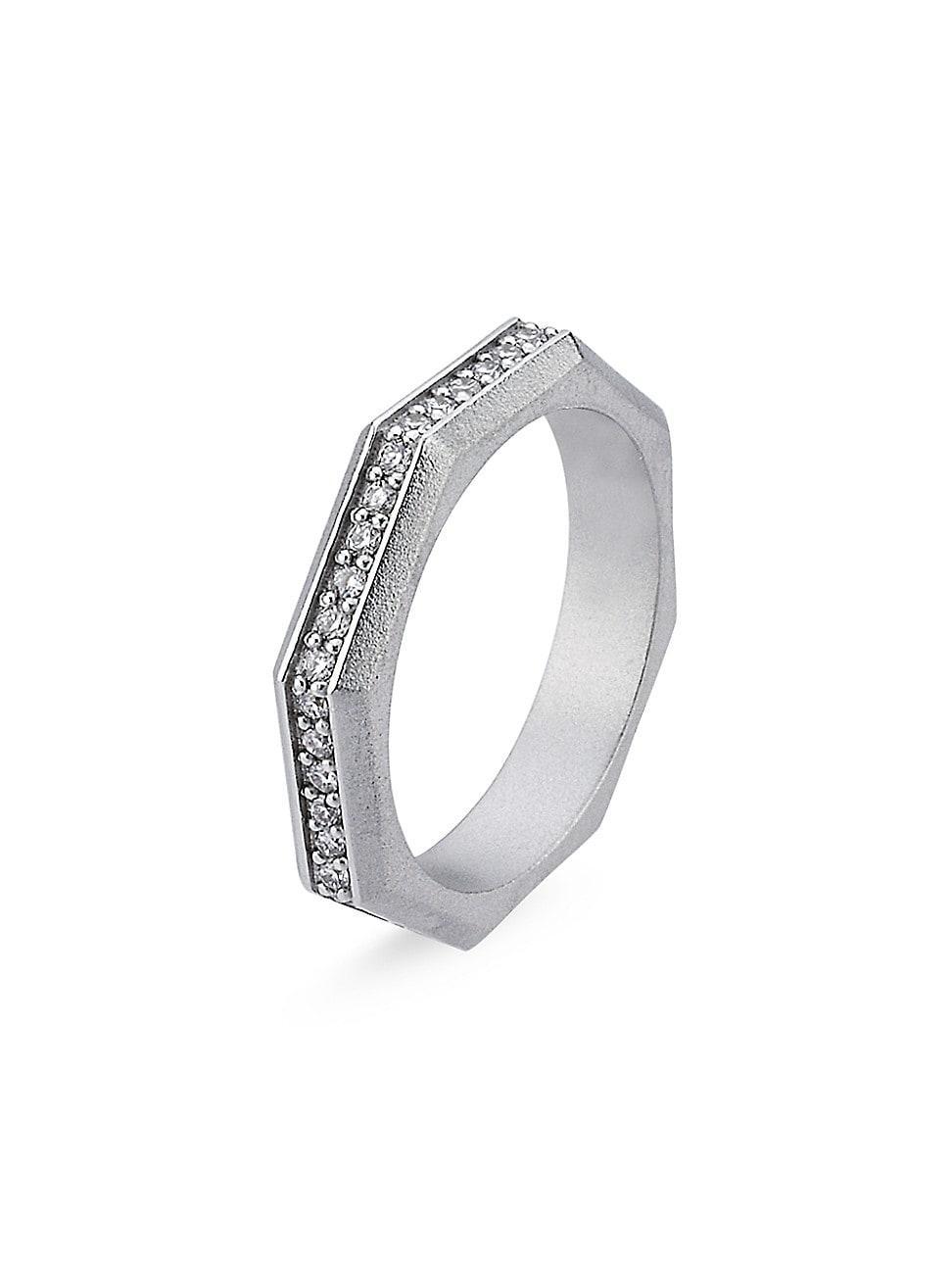 Womens Luminescence 18K White Gold & Diamond Brushed Celestial Ring Product Image