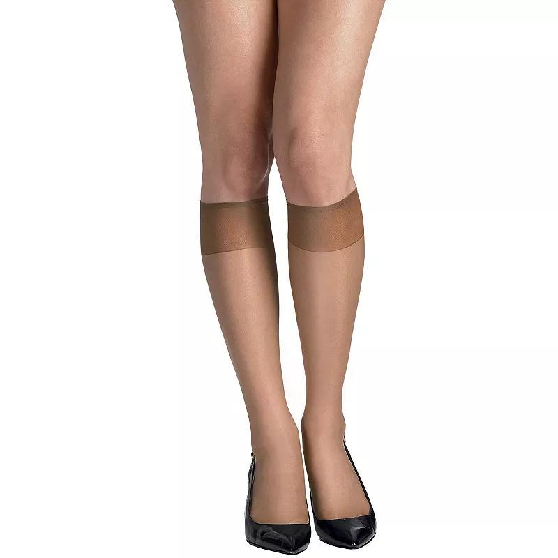 Hanes Silk Reflections Silky Sheer Knee Highs, Toe, 2-Pairs Barely There Womens Product Image