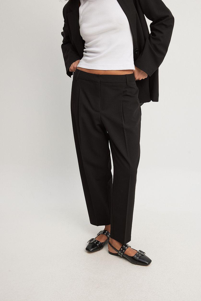 Cropped Mid Waist Suit Pants Product Image
