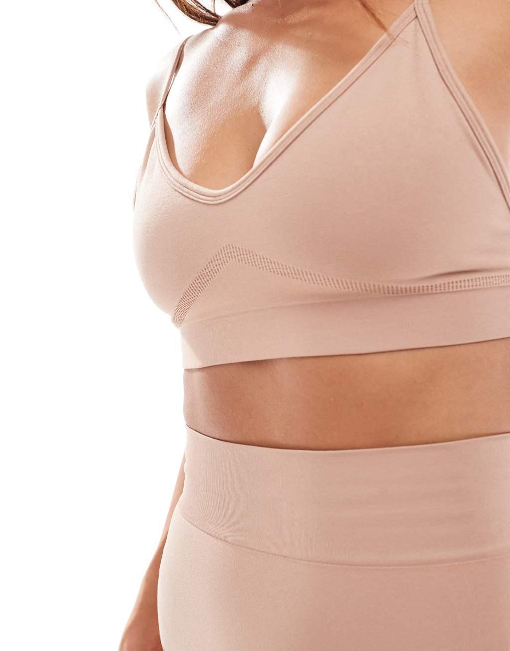 ASOS DESIGN Premium sculpting cropped bra in beige Product Image