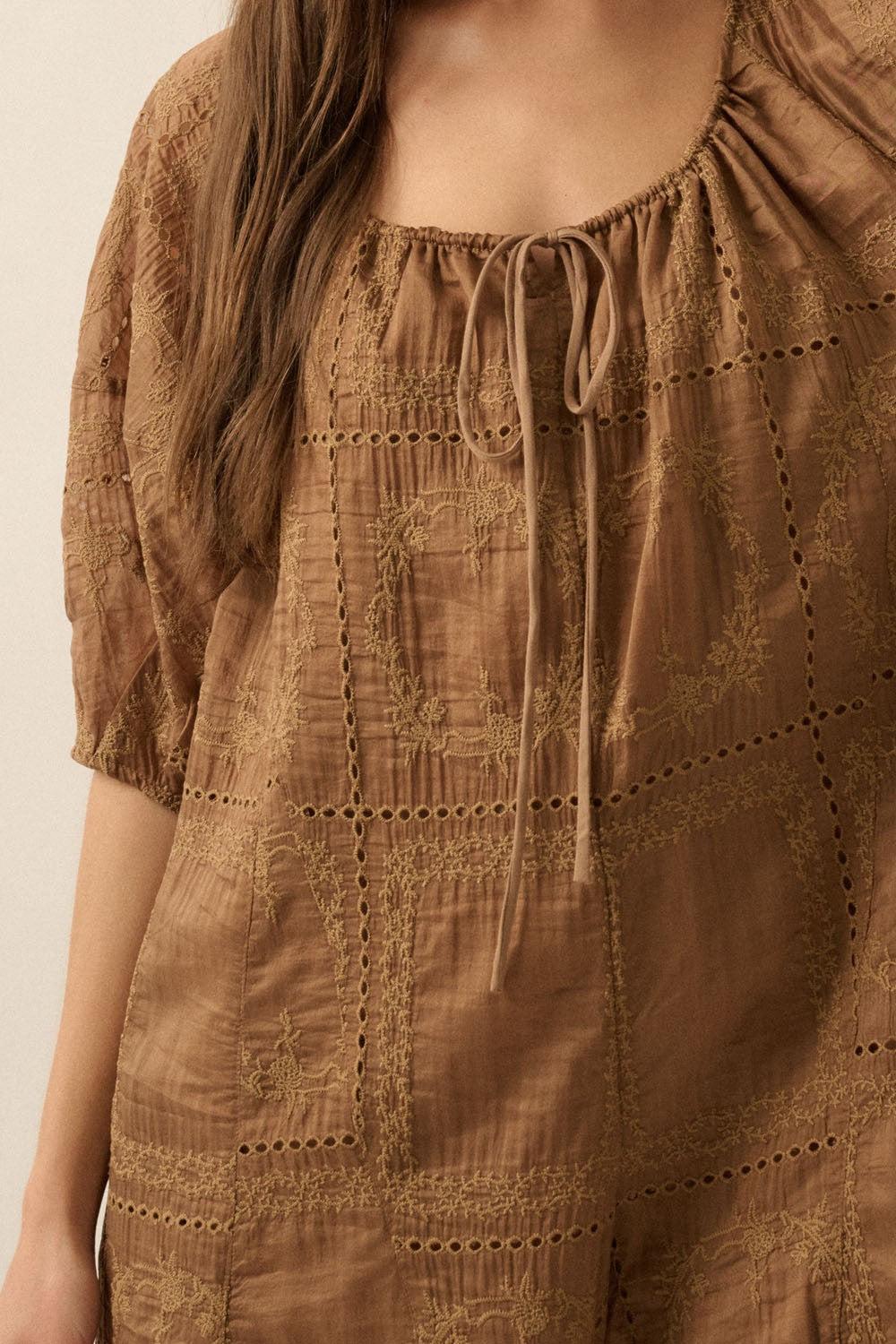 Eyelet Loose Fit Romper Product Image