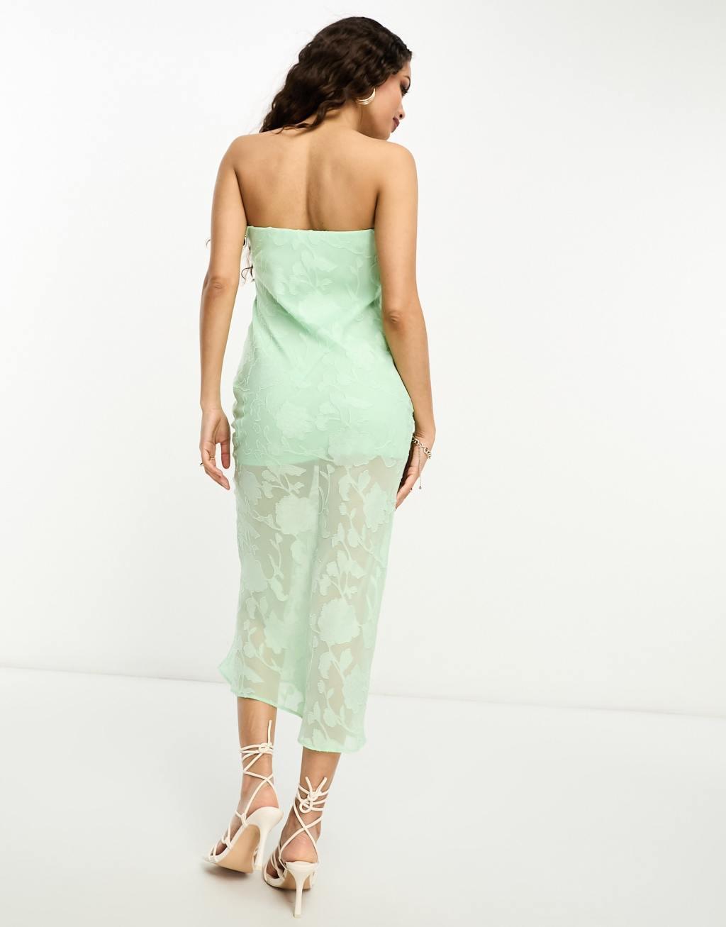 ASOS DESIGN Petite jacquard bandeau midi dress Product Image