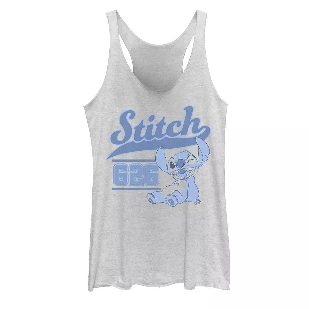 Disney's Lilo & Stitch 626 Stitch Day Collegiate Juniors' Racerback Graphic Tank Top, Girl's, Size: XL, White Grey Product Image