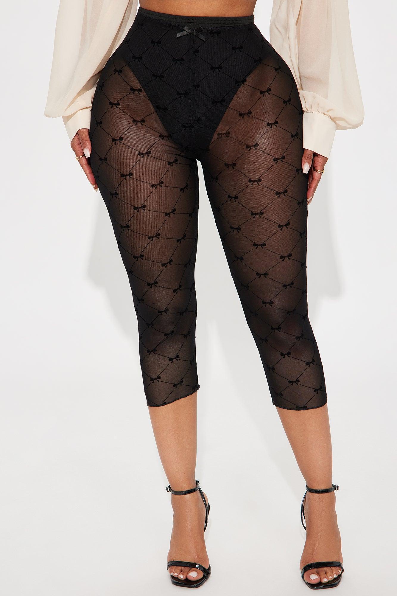 Amelie Bow Mesh Capri Legging - Black Female Product Image