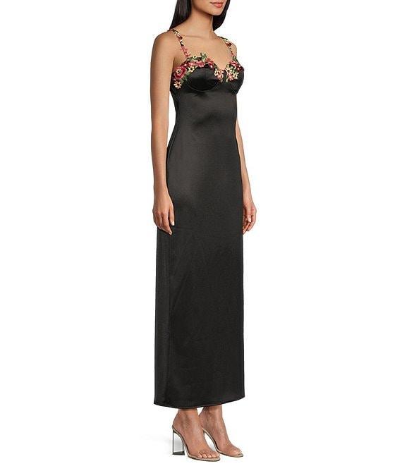 B. Darlin Adjustable Spaghetti Straps Sweetheart Neckline Floral Lace Dress Product Image