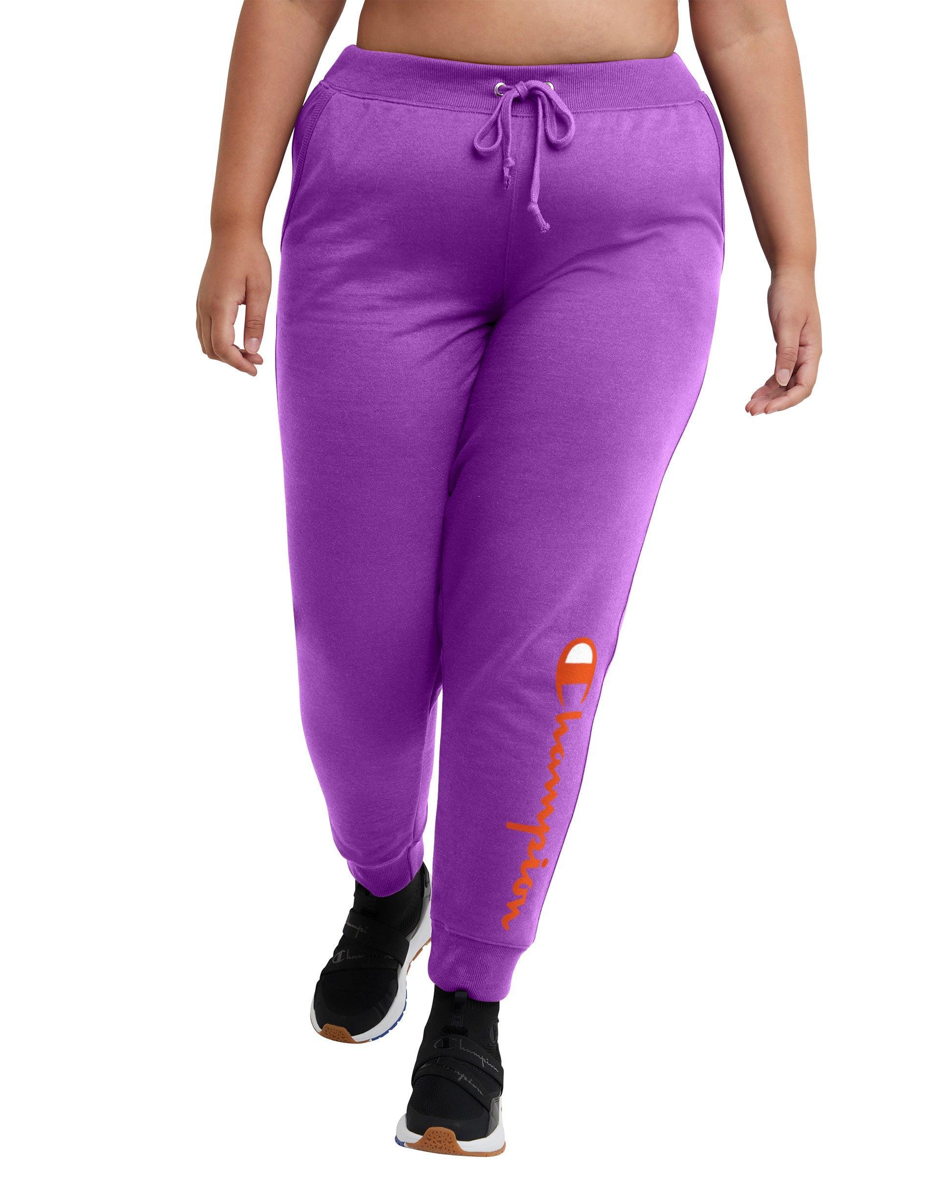 Womens Champion Powerblend Joggers, Script Logo, 29 (Plus Size) Oxford Grey 3X Product Image