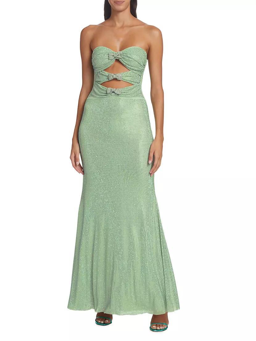 Strapless Rhinestone Mesh & Cut-Out Gown Product Image