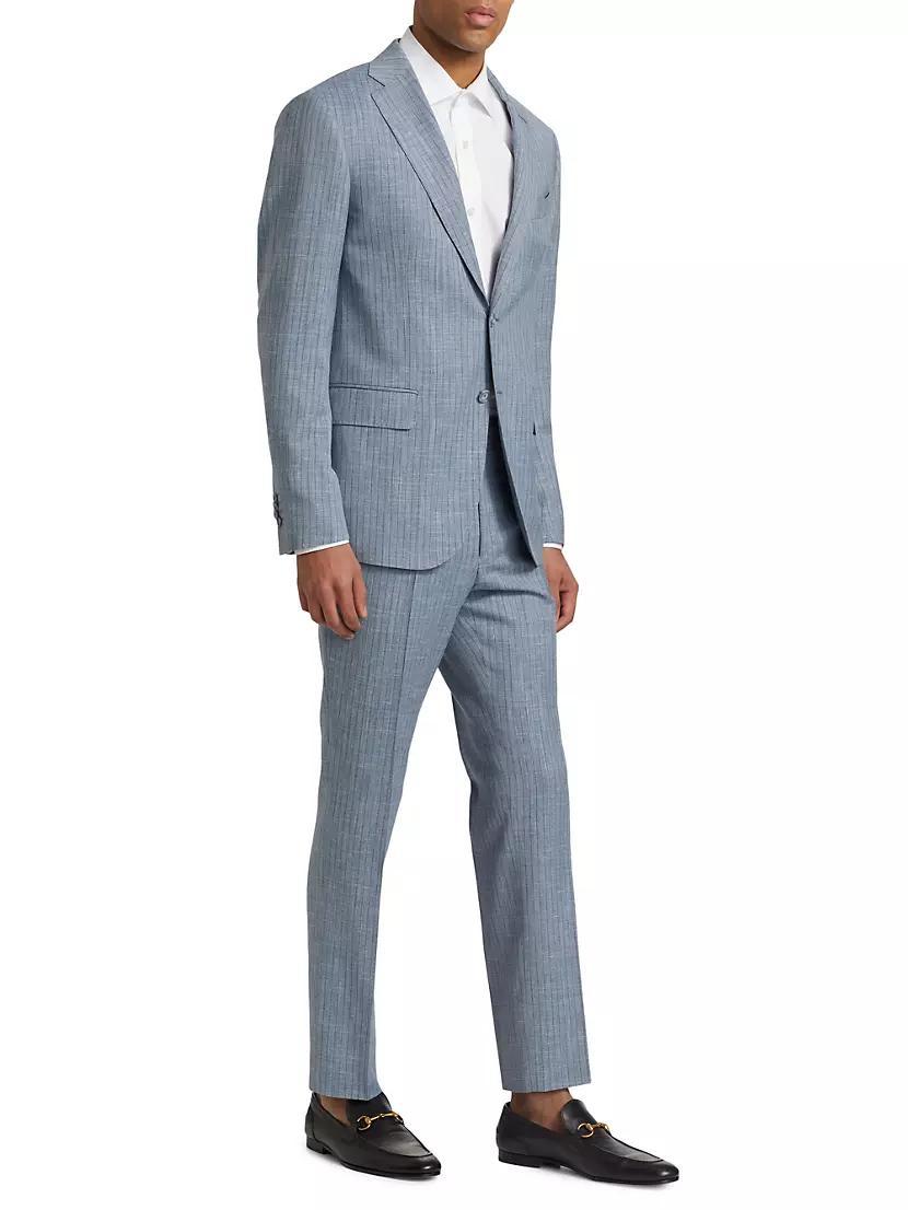 Slim-Fit Pinstriped Chambray Wool-Blend Suit Product Image