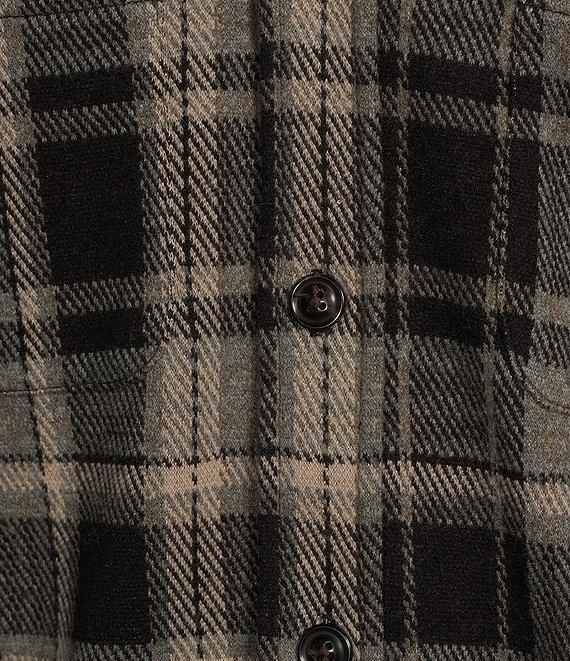 Roundtree & Yorke Long Sleeve Button Down Collar Medium Plaid Knit Button Front Shirt Product Image